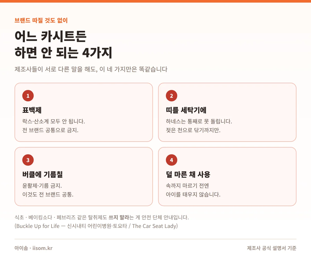 카시트 세탁 업체 — 어느 브랜드든 하면 안 되는 4가지