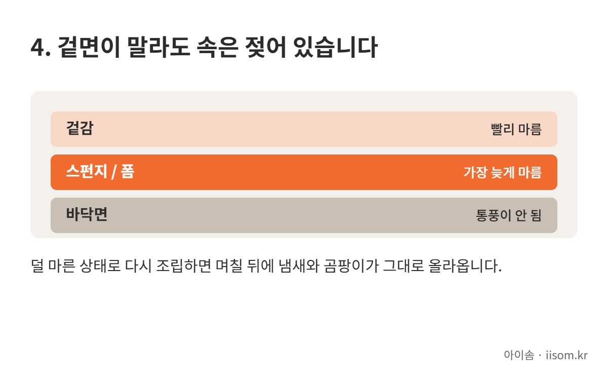 카시트 내부 건조 구조 설명