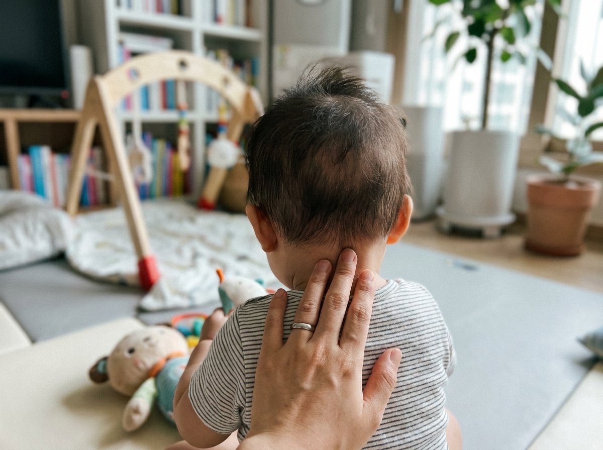 아기 목덜미 체온 땀 확인