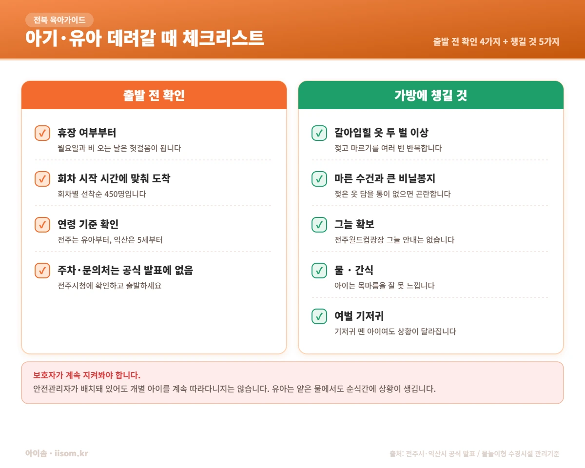 전주 물놀이장 아기 데려갈 때 체크리스트